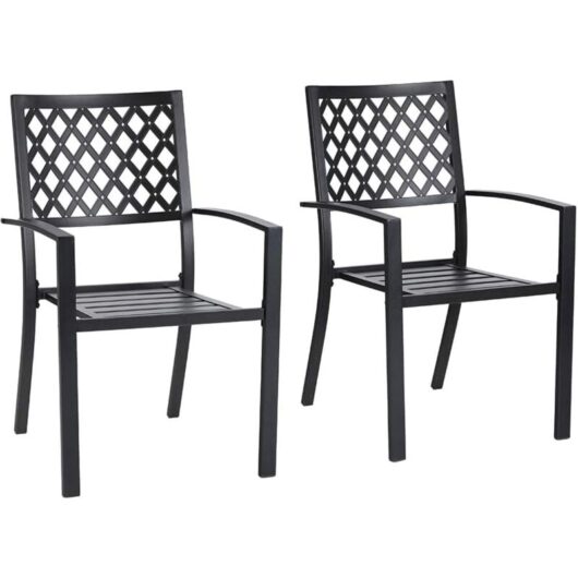 2 Packs Garden Chairs Dinning Chairs Patio Outdoor Dining Chairs Set of 2 Stackable Bistro Deck Chairs for Garden Backyard Lawn - Phivilla