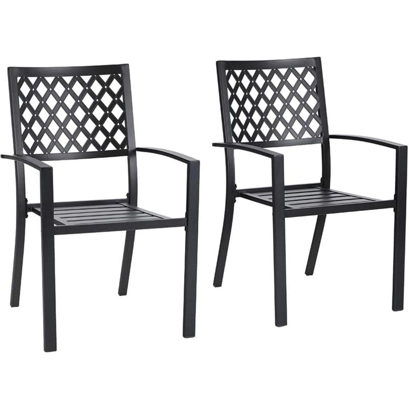 2 Packs Garden Chairs Dinning Chairs Patio Outdoor Dining Chairs Set of 2 Stackable Bistro Deck Chairs for Garden Backyard Lawn - Phivilla