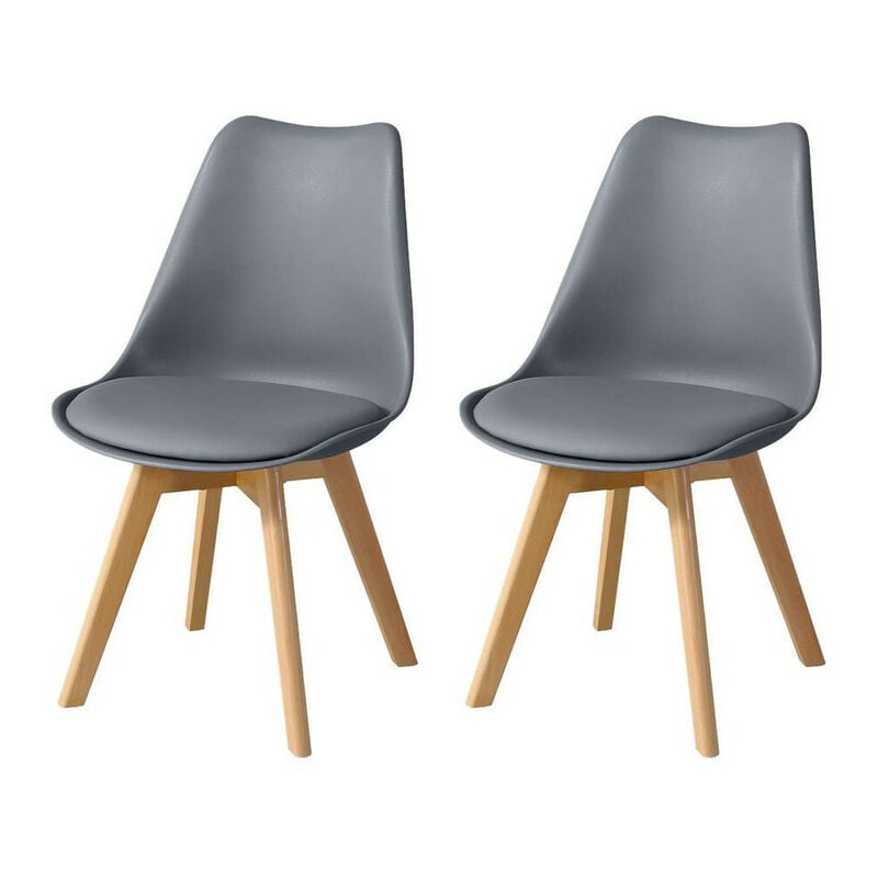 2x Dining Chair, Upholstered Kitchen Chair, Retro Lounge Corner Chairs,Grey