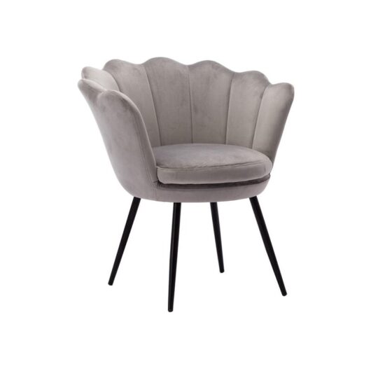 Accent Chair in Velvet Modern Vanity Armchair with Unique Petal Backrest Tub Chair for Home Bedroom Living Room, Grey, Wahson
