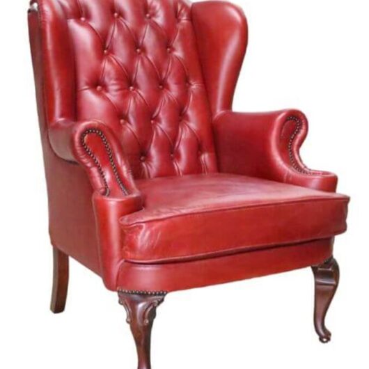 Adler Vintage Rouge Red Leather Wing Chair
