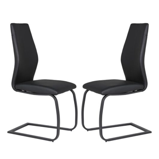 Adoncia Black Faux Leather Dining Chairs In Pair