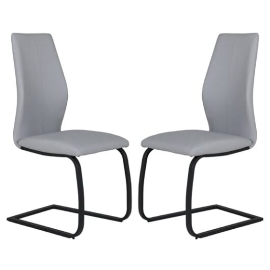 Adoncia Grey Faux Leather Dining Chairs In Pair
