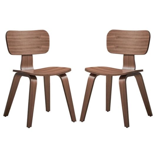 Aiken Walnut Wooden Dining Chairs In Pair