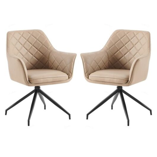Alcoa Mink Faux Leather Dining Chairs In Pair