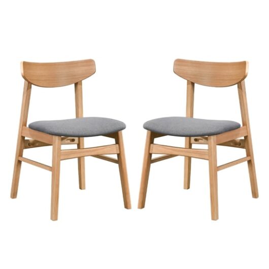 Allen Oak Wooden Dining Chairs In Pair