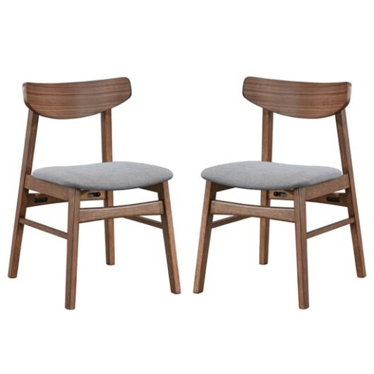 Allen Walnut Wooden Dining Chairs In Pair