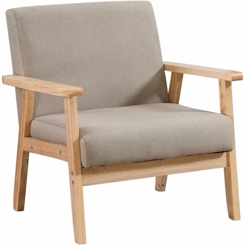 Armchair Wood Frame Accent Chair for Living Room Armchair Home Furniture (Tan)