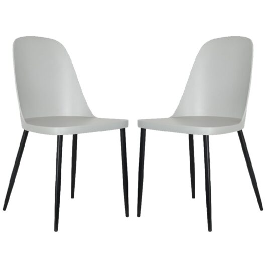 Arta Duo Light Grey Plastic Seat Dining Chairs In Pair