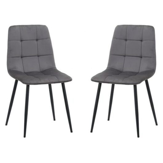 Avenel Grey Fabric Dining Chairs In Pair