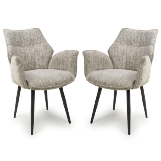 Banff Toffee Fabric Dining Chairs With Black Legs In Pair