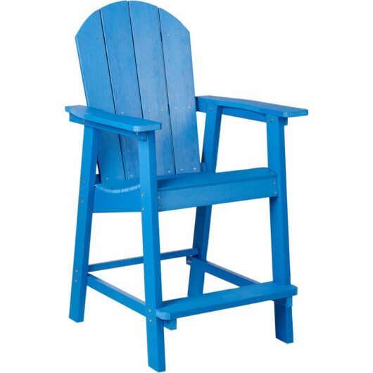 Beliani - Outdoor Lounger Bar Chair Plastic Wood for Patio Yard Blue Adirondack