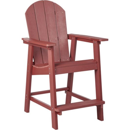 Beliani - Outdoor Lounger Bar Chair Plastic Wood for Patio Yard Red Adirondack
