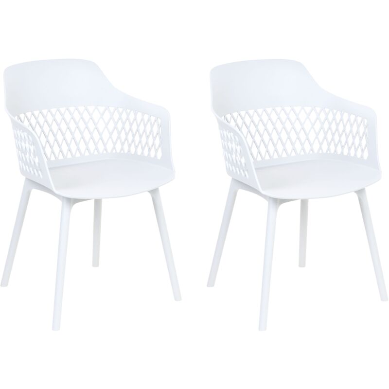 Beliani - Set of 2 Dining Chairs Synthetic Material Legs White Almira