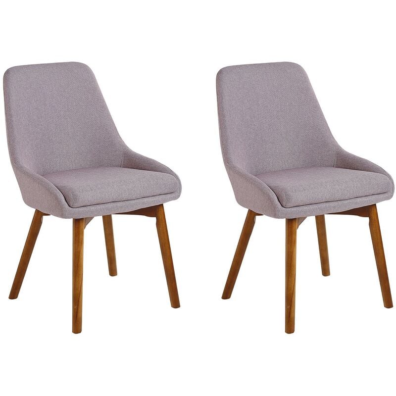 Beliani - Set of 2 Fabric Dining Chairs Taupe Polyester Solid Wood Dark Tone Legs Melfort