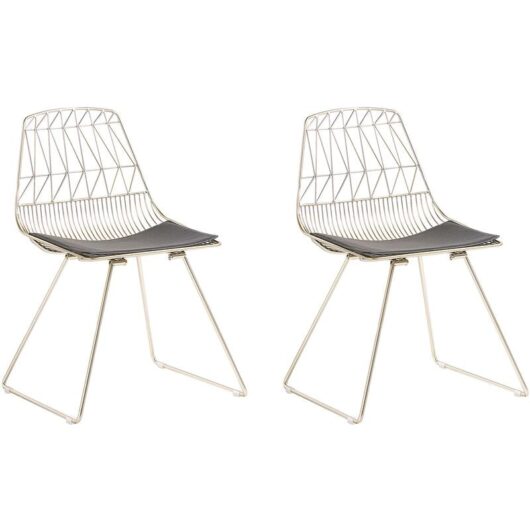 Beliani - Set of 2 Modern Glam Dining Chairs Metal Frame Geometric Gold Harlan