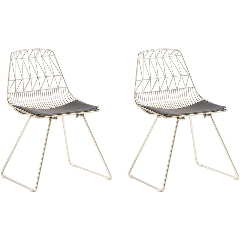 Beliani - Set of 2 Modern Glam Dining Chairs Metal Frame Geometric Gold Harlan