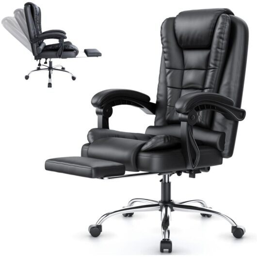 Bigzzia - Office chair desk chairs with footrest and Lumbar Support Ergonomic - Computer Desk Chair Adjustable Back Rest - executive office chair
