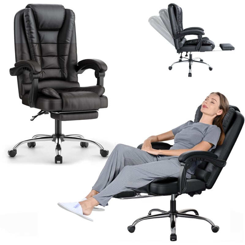 Bigzzia - Office chair with footrest desk chairs with Lumbar Support Ergonomic - executive office chair Recliner - Computer Desk Chair Adjustable