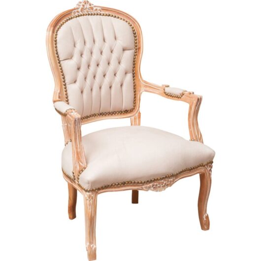 Biscottini - Wooden Kitchen Dining Chair 64x100x65cm Classic Bedroom and Living room Armchair Upholstered Chair with Armrests Wooden Chair