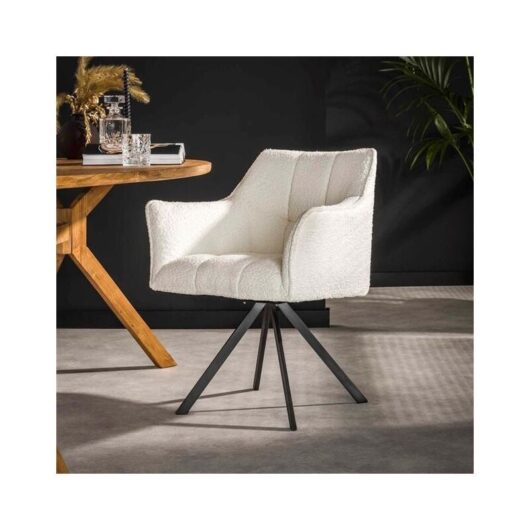 Bouclé Dining Chair Bentley White