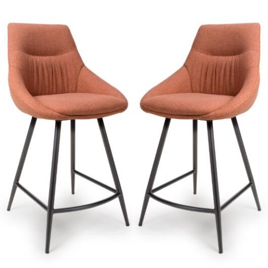 Buxton Brick Counter Fabric Bar Chairs In Pair