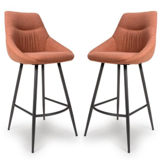 Buxton Brick Fabric Bar Chairs In Pair