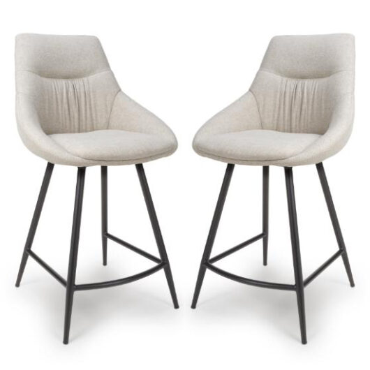 Buxton Natural Counter Fabric Bar Chairs In Pair