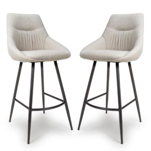 Buxton Natural Fabric Bar Chairs In Pair