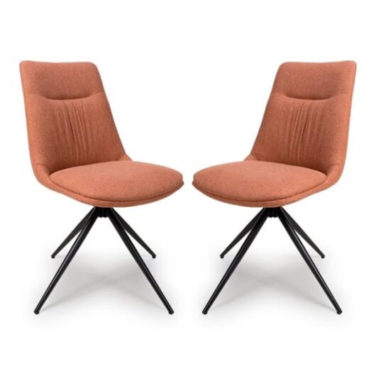 Buxton Swivel Brick Fabric Dining Chairs In Pair