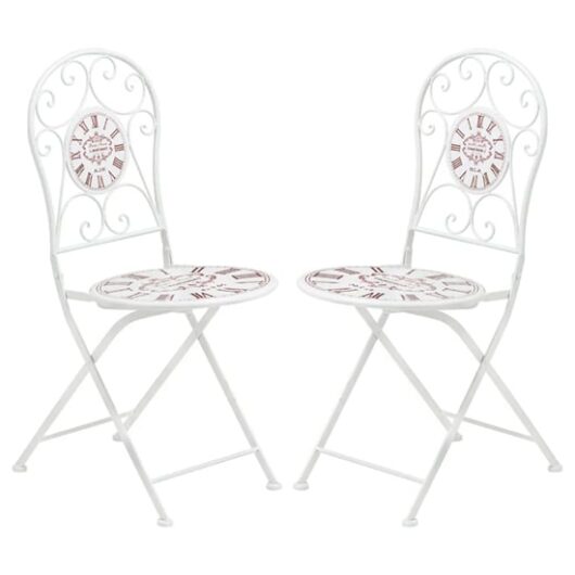 Calderon Outdoor Cream Metal Seating Chairs In Pair
