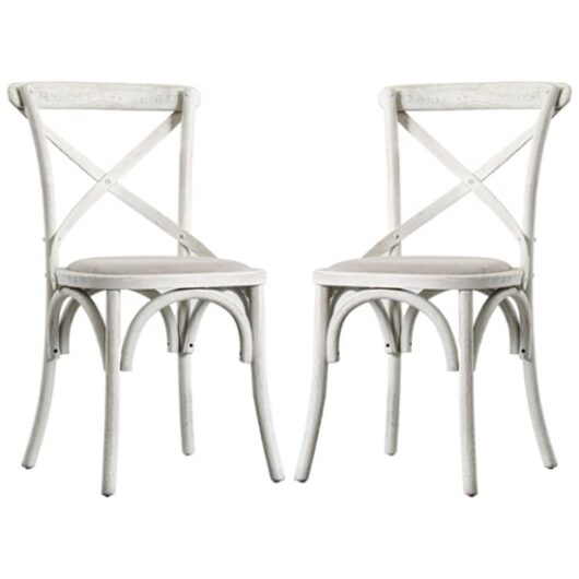Caria Cross Back Natural Wooden Dining Chairs In Pair