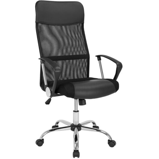 Casaria - Ergonomic Mesh Office Chair High Back Breathable Padded Rocker Seat Adjustable Height 110KG Weight Capacity Home Work Swivel Black or White