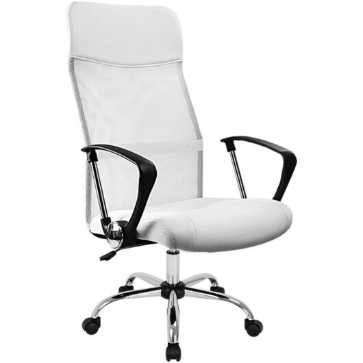 Casaria® Ergonomic Mesh Office Chair High Back Breathable Padded Rocker Seat Adjustable Height 110KG Weight Capacity Home Work Swivel Black or White