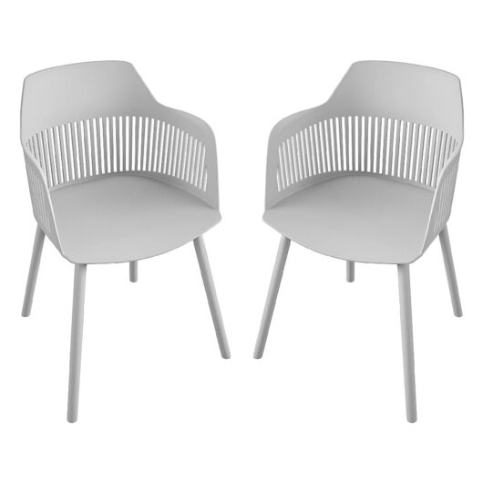 Celina Light Grey Resin Bistro Dining Chairs In Pair