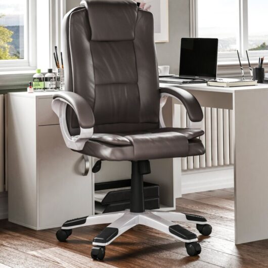 Charlton Office Chair Faux Leather Adjustable Ergonomic Executive Computer Desk Chair Swivel Seat, Brown