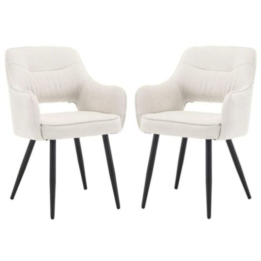 Chenille Dining Chairs Set of 2 Armchairs Leisure Corner Chairs Upholstery Kitchen Chairs with Metal Legs for Dining Room Restaurant, Beige
