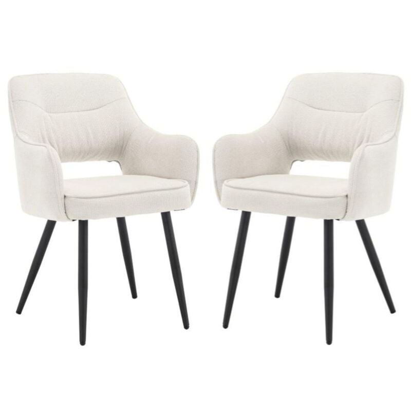 Chenille Dining Chairs Set of 2 Armchairs Leisure Corner Chairs Upholstery Kitchen Chairs with Metal Legs for Dining Room Restaurant, Beige