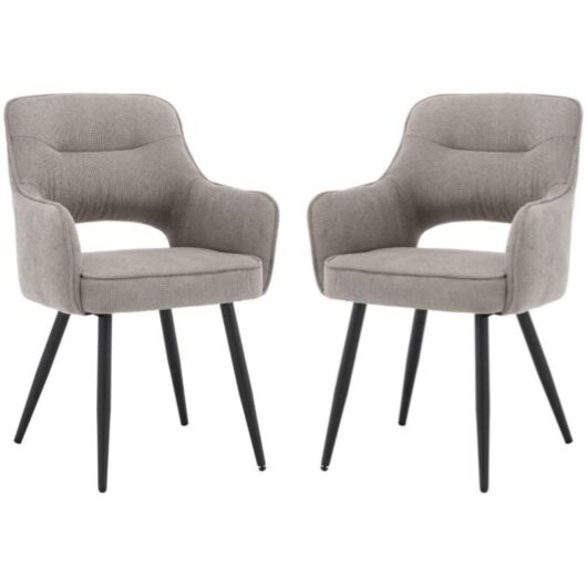 Chenille Dining Chairs Set of 2 Armchairs Leisure Corner Chairs Upholstery Kitchen Chairs with Metal Legs for Dining Room Restaurant, Grey