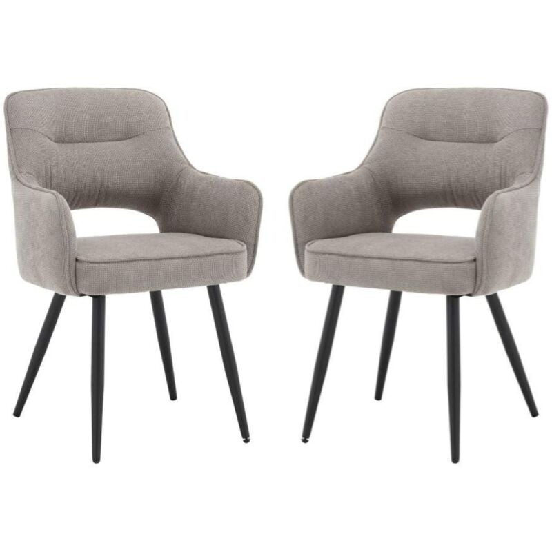 Chenille Dining Chairs Set of 2 Armchairs Leisure Corner Chairs Upholstery Kitchen Chairs with Metal Legs for Dining Room Restaurant, Grey
