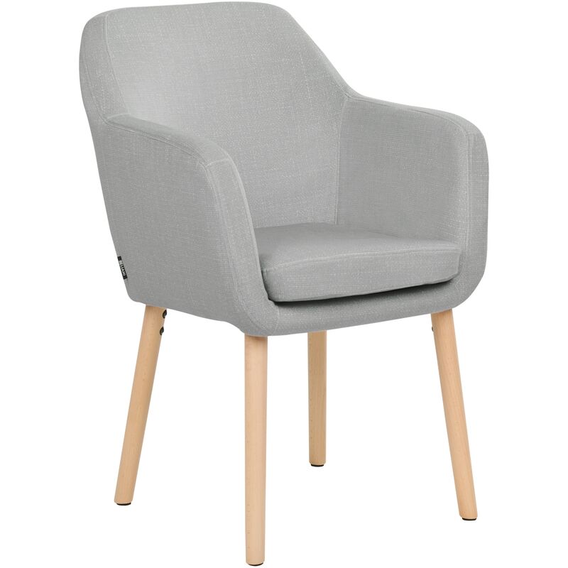 Classic Dining Chair Upholstered Velvet Fabric with Armrests Wooden Legs Grey Yorkville