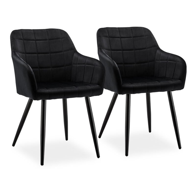 Clipop - 2 x Dining Chairs, Velvet Upholstered Kitchen Counter Chair, Black