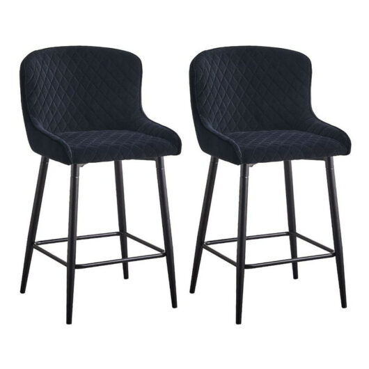 Clipop - Dining Chair, 2X Velvet Upholstered Kitchen Leisure Chairs Soft Padded Accent Chair,Black