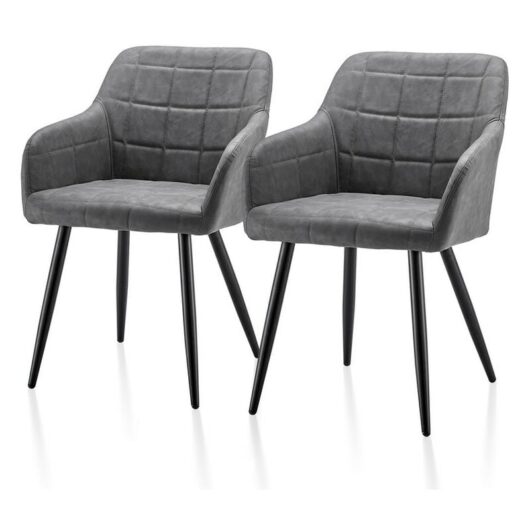 Clipop - Dining Chairs,2x Faux Leather Kitchen Leisure Chairs, Lounge Reception Chairs for Home Office Furniture, Light Grey