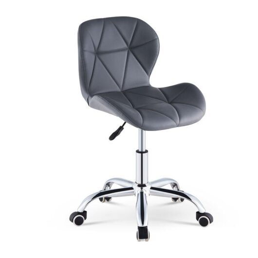 Computer Desk Chair, Faux Leather Office Chair Height Adjustable Upholstered Seat Swivel Chair for Desk Home Office, Grey