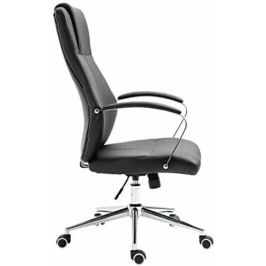 Contemporary Executive Stylish Swivel Office Chair Adjustable Faux Leather (Black) - Evre