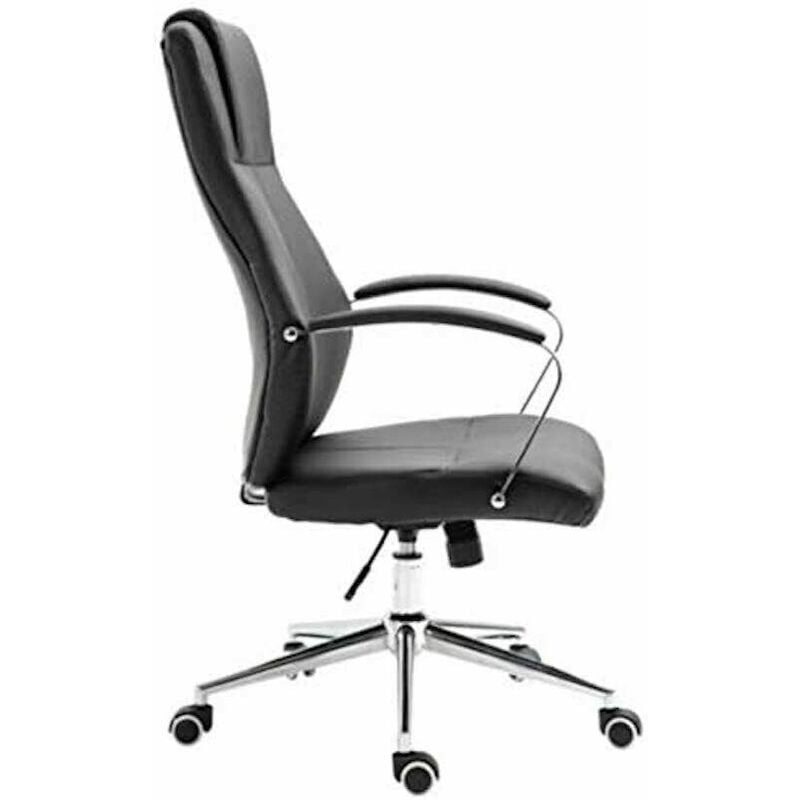 Contemporary Executive Stylish Swivel Office Chair Adjustable Faux Leather (Black) - Evre