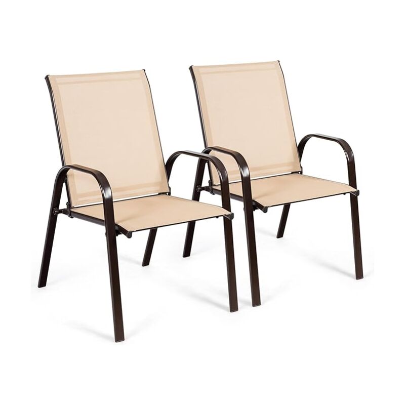 Costway - Patio Dining Chairs Outdoor Bistro Chairs w/ Curved Armrests