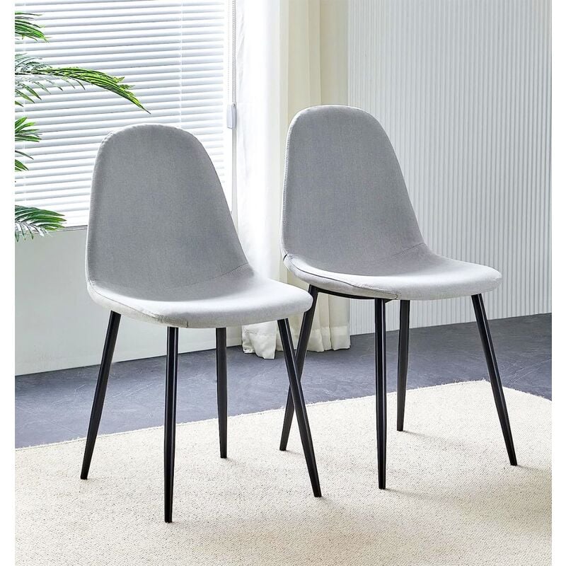 Cullompton Dining Chairs Set of 2, Fabric Dining Chair with Black Metal Legs, Upholstered Dining Chairs for Home, Modern Restaurant Chairs, Office