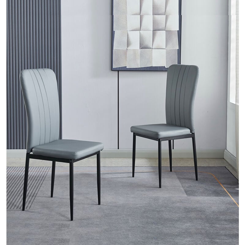Cullompton Dining Chairs Set of 2, Faux Leather Dining Chairs with Sturdy Metal Legs in Black Finish, Modern & Stylish Dining Chairs for Home, Cafe